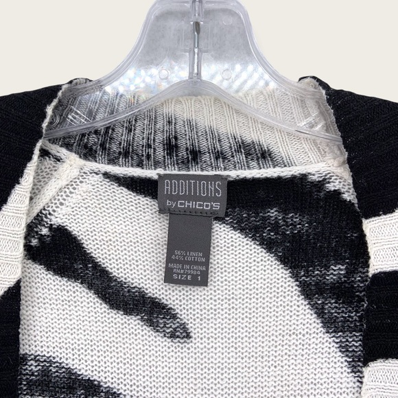 Additions by CHICOS Open Front Linen Cardigan Short Rolled Sleeves Womens Size 1 - Picture 6 of 15